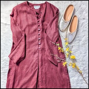 Jaeger Vintage Button Down Long Top in Red